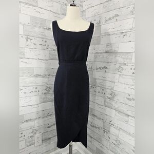 Classic Black Sleeveless Midi Dress - Black